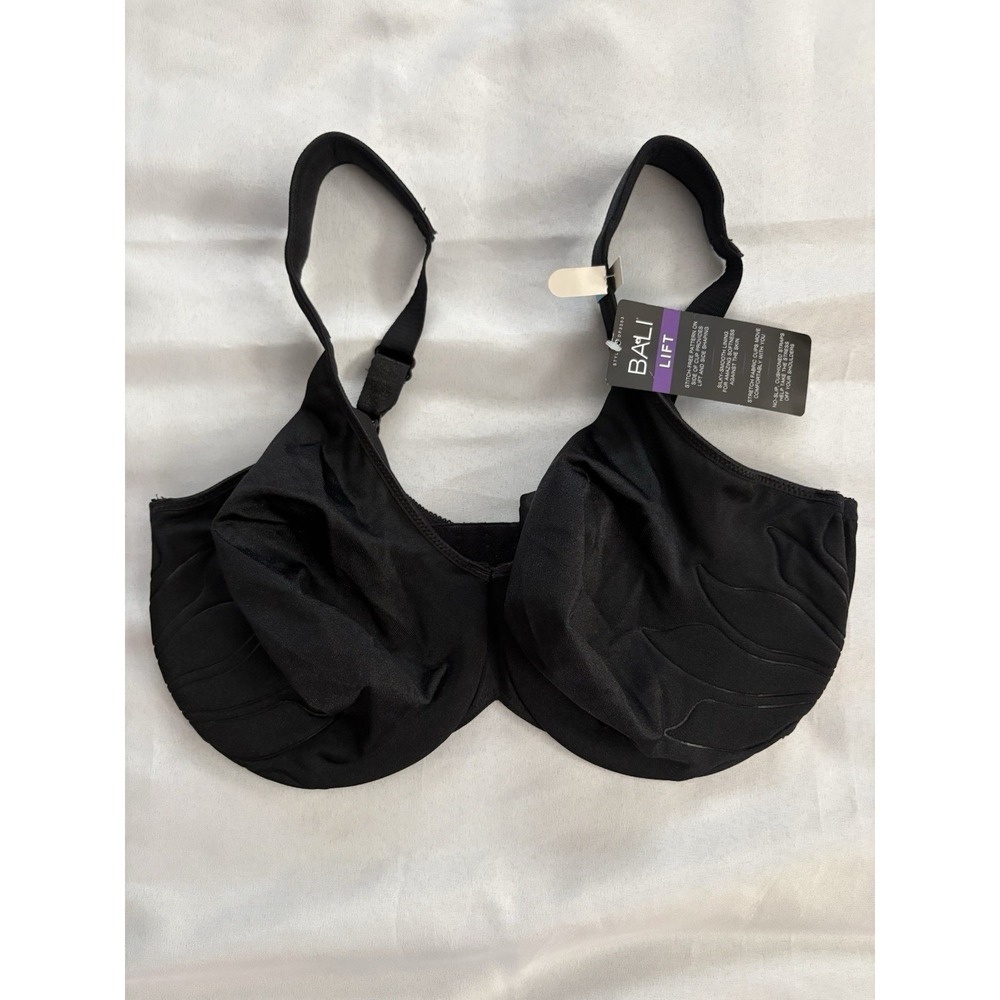 NEW Bali Live It Up Seamless Underwire Bra Black Womens Size 38DDD Style DF3353